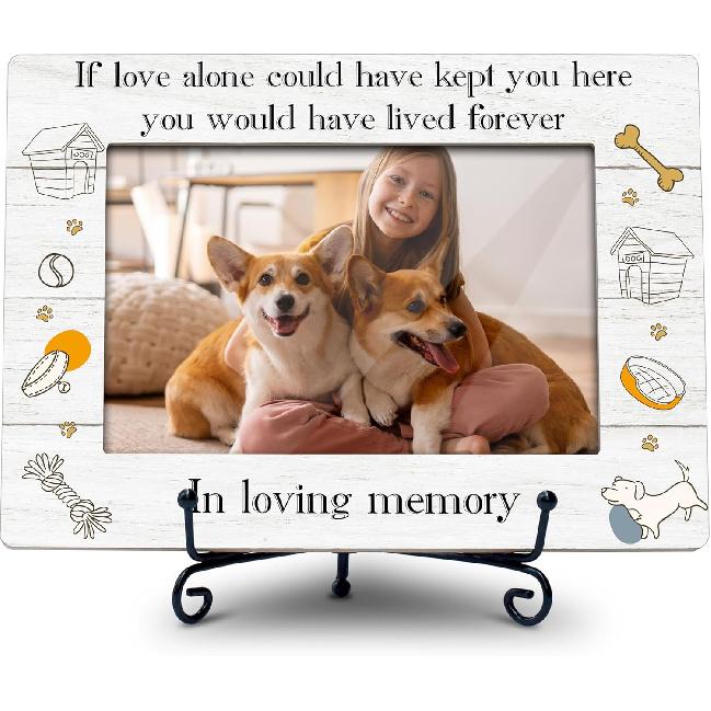 Dog Memorial 4x6 Picture Frame - Pet Loss Gifts Dog Frames, Pet Bereavement Gifts, Dog Lover Dog Owner Gift Photo Frame for Wall and Tabletop Display