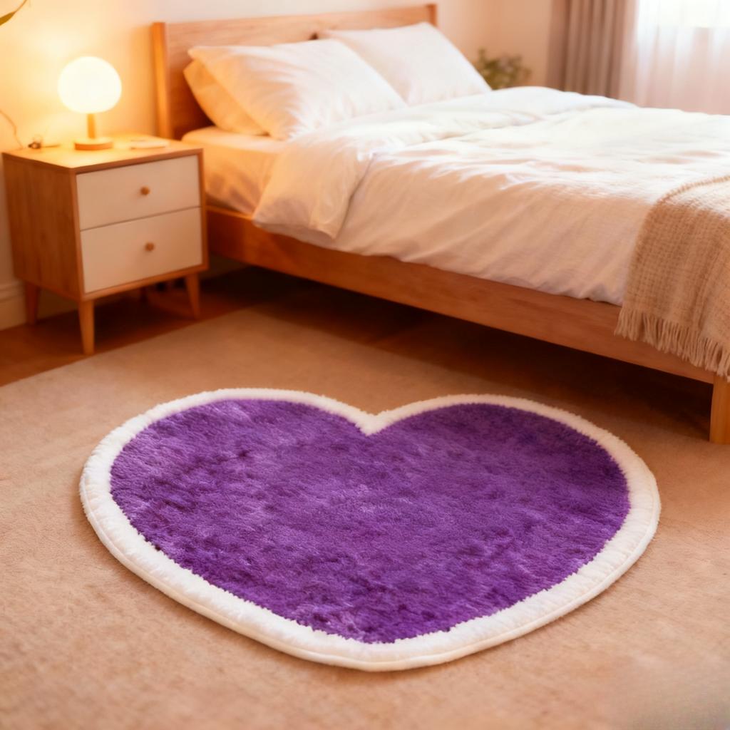 Dopamine Color Bedroom Decor Carpet Heart Shape Carpets for Living Room Thick Plush Bedside Floor Mat Fluffy Soft Cloakroom Rug