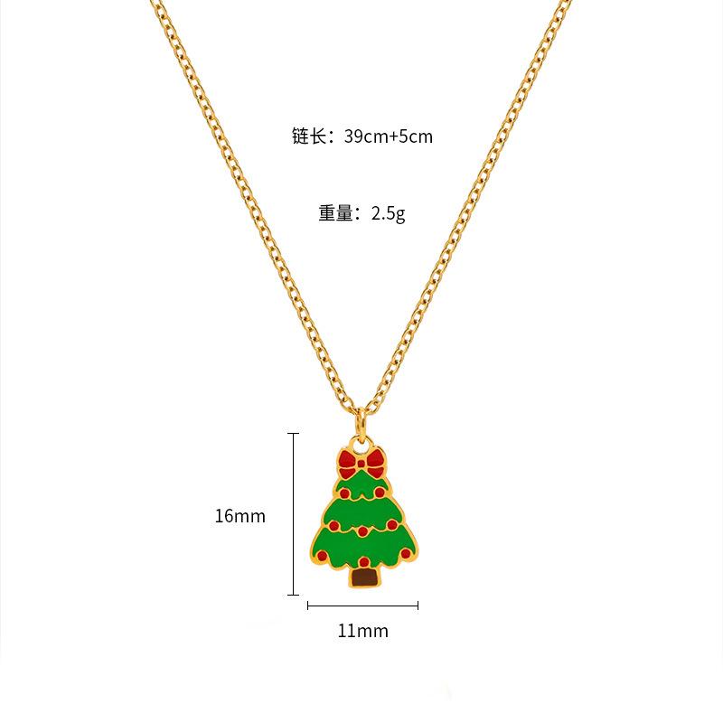 Christmas Cartoon Oil Dripping Elk Snowman Bell Necklace, Creative Design Gift Versatile Item Pendant Woman