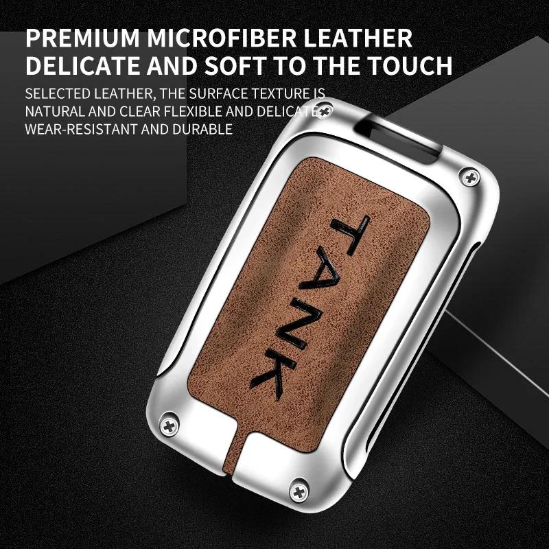 Zinc Alloy Leather Car Remote Control Key Bag Shell Suitable for Tank 300 500 Car Key Chain Bag Interior Accessories