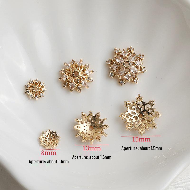 Bransoletka ze złotem 14K Filled, cyrkoniami, słonecznikiem, ażurowymi, perłowymi koralikami - do samodzielnego tworzenia biżuterii