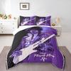 Prince Purple Rain Purple Variant Bedding Set, Deep Purple, Prince With White Guitar in Rain, Love Symbol, Pop Legend Design
