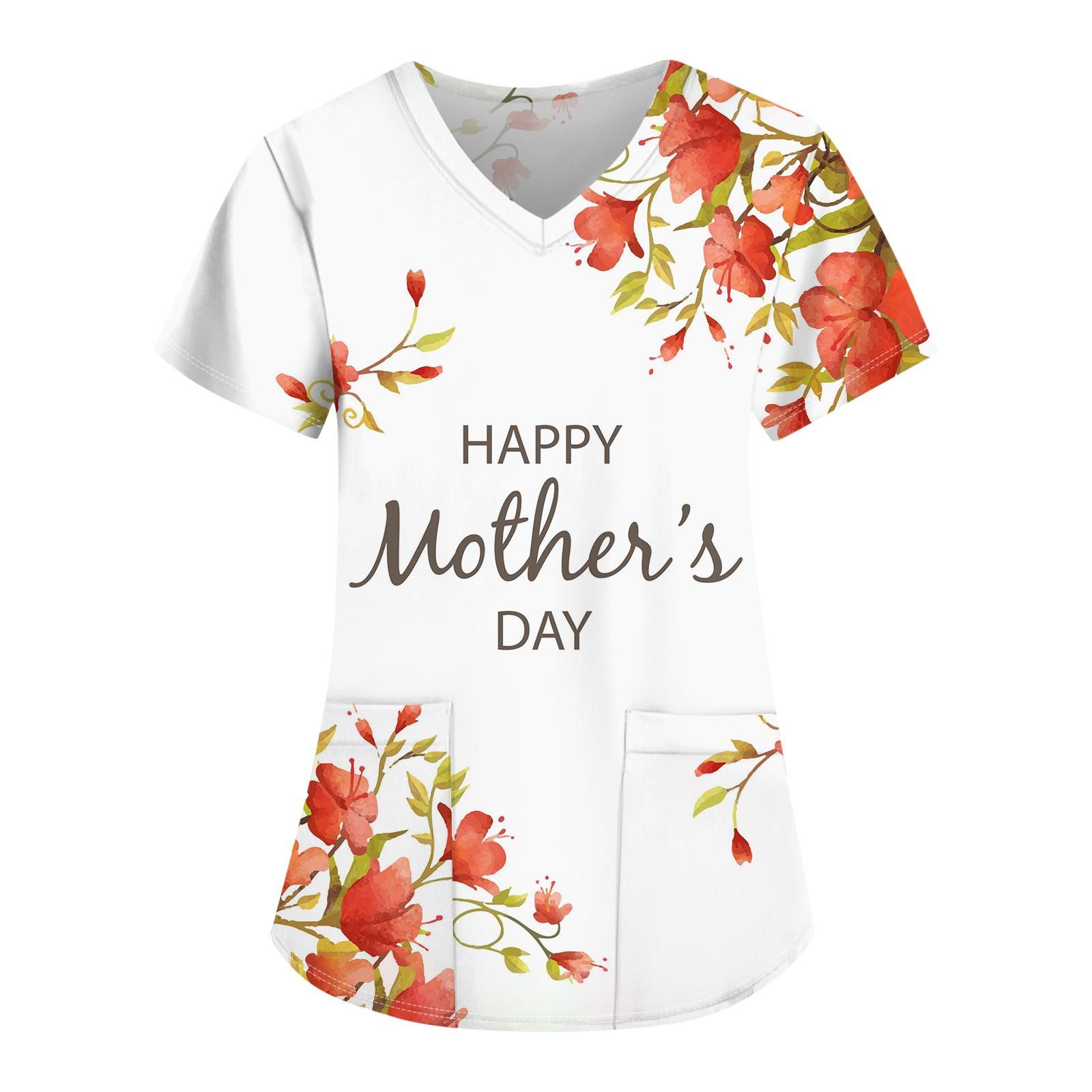 

Женская мода с v-образным вырезом, короткими рукавами и карманами, топы с принтом XL белый