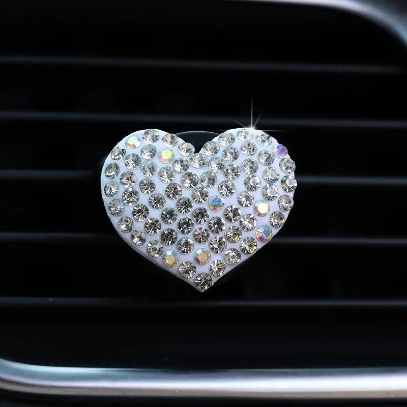 Heart-shaped Car Air Outlet Perfume Clip Rhinestone Car Air Conditioning Air Outlet Perfume Decoration Clip Car Auto Accessories