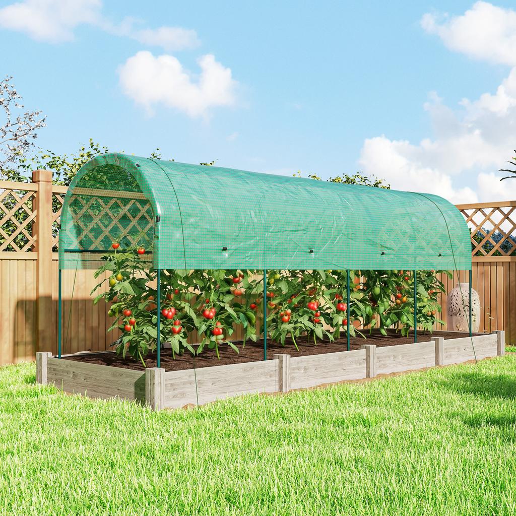 Greenhouse Winter-Resistant Foil Greenhouse with Arched Roof, Ground Anchor Hothouse 400 X 120 X 170cm Green