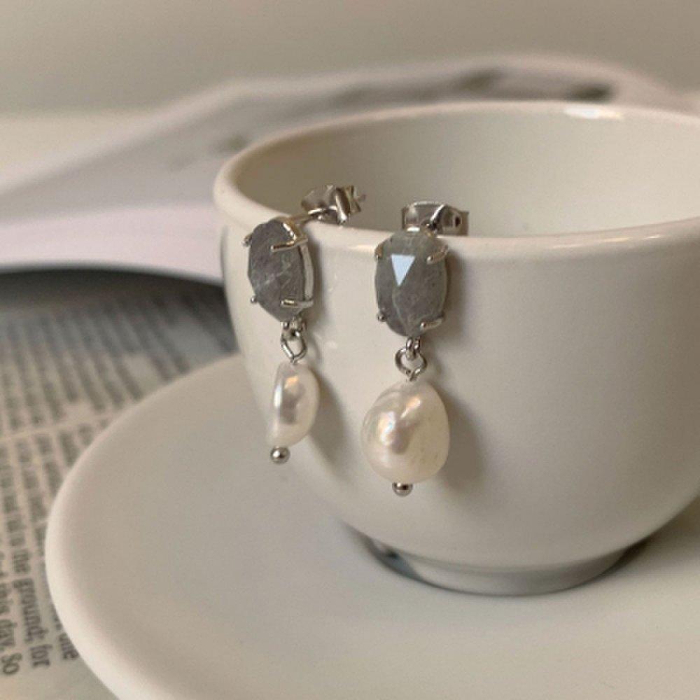 [Earrings available] Natural freshwater pearl drop gemstone earrings