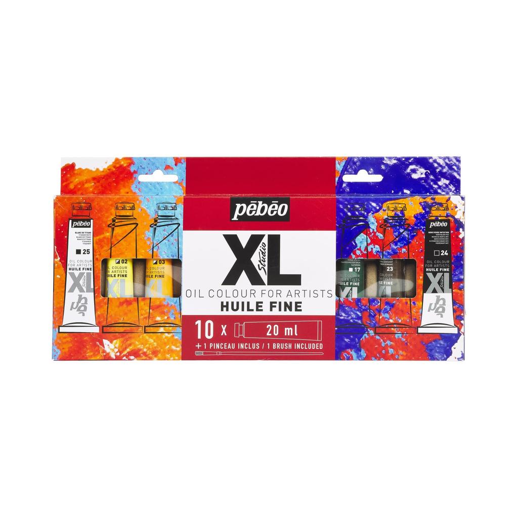 Pebeo Oil Paint XL Set x 10 colors 1 brush (20ml + included)