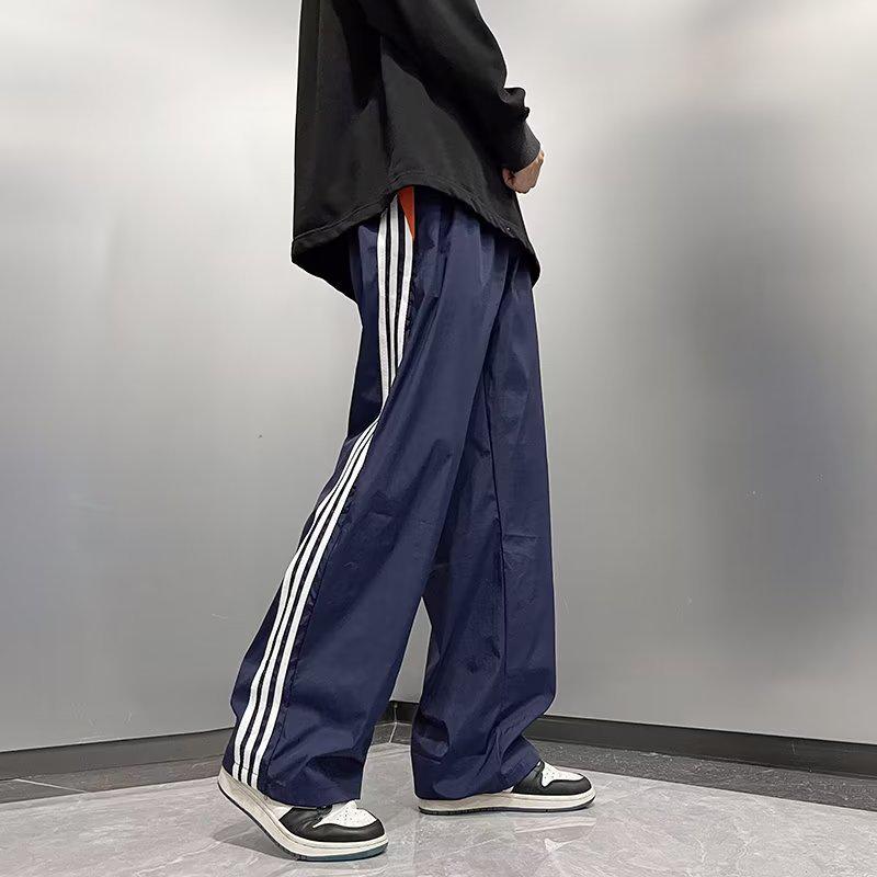 Unisex Retro Striped Wide-Leg Quick-Dry Sports Pants
