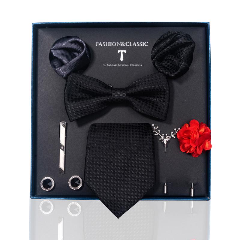 Luxury Groom Tie, Pocket Square & Boutonniere Gift Set for Weddings
