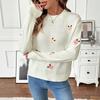 Women's Fashion Casual Fall Winter Flower Pattern Print Long Sleeve O-Neck Sweaters