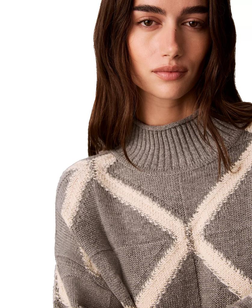 Women's Grid-Stitch Mock Neck Sweater
