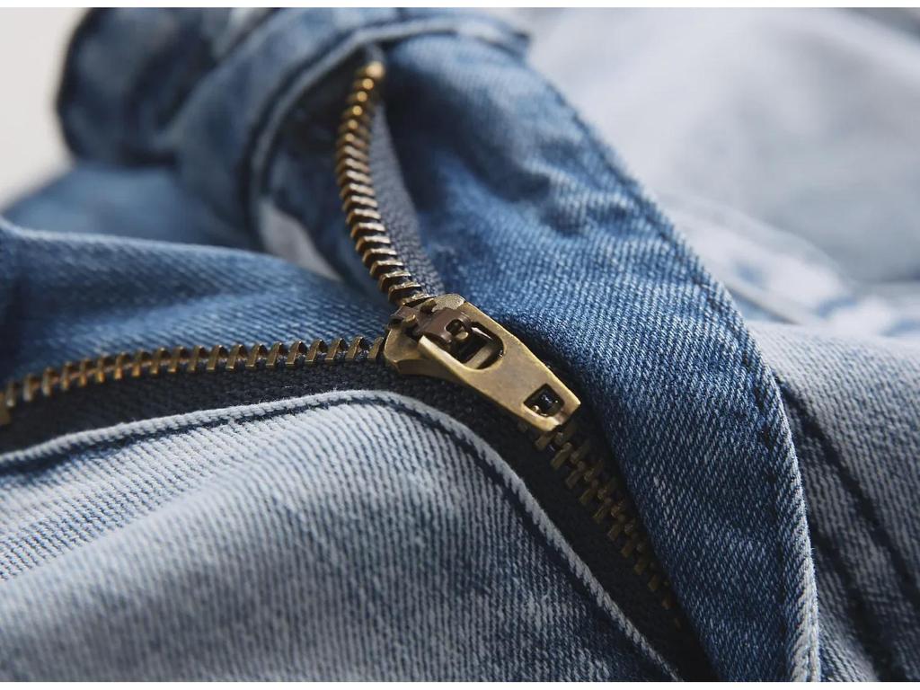 Crossover Evropský a Americký Street Style Slim Fit Džíny Motorkářské s Rozparky pro Muže