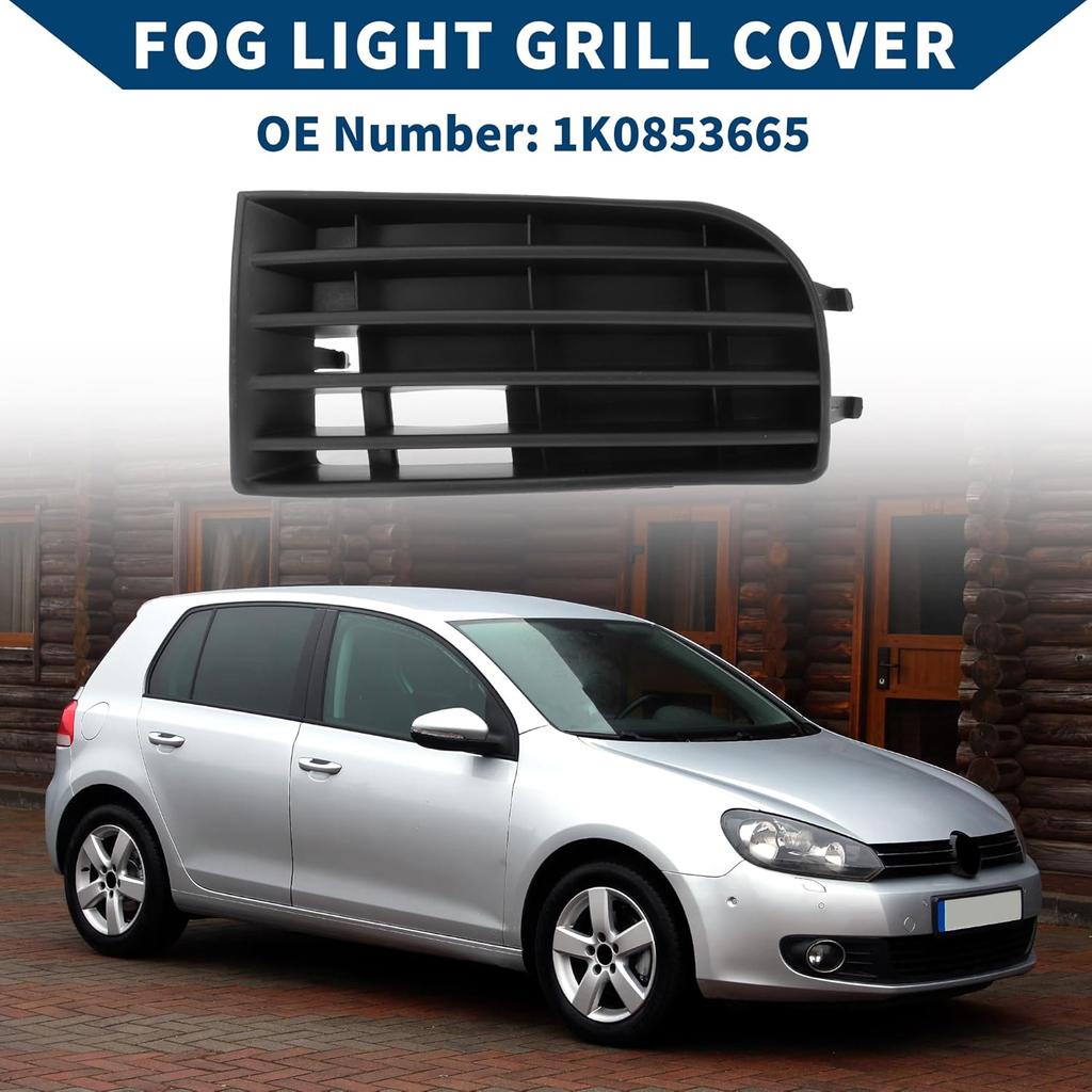 No.1K0853665 Fog Light Grill for Volkswagen Golf 2005-2009 Front Left Front Lower Bumper Fog Light Cover Inserts ABS 1 Pc Black