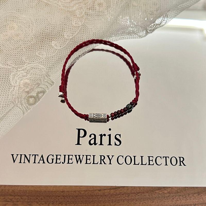 

Браслет для пары «Кои» Новинка Серебро S925 Красная веревочка Ремешок Плетеный шнур Мужской и женский Нишевый стиль Подарочный браслет Браслет «На берегу» Koi wine red