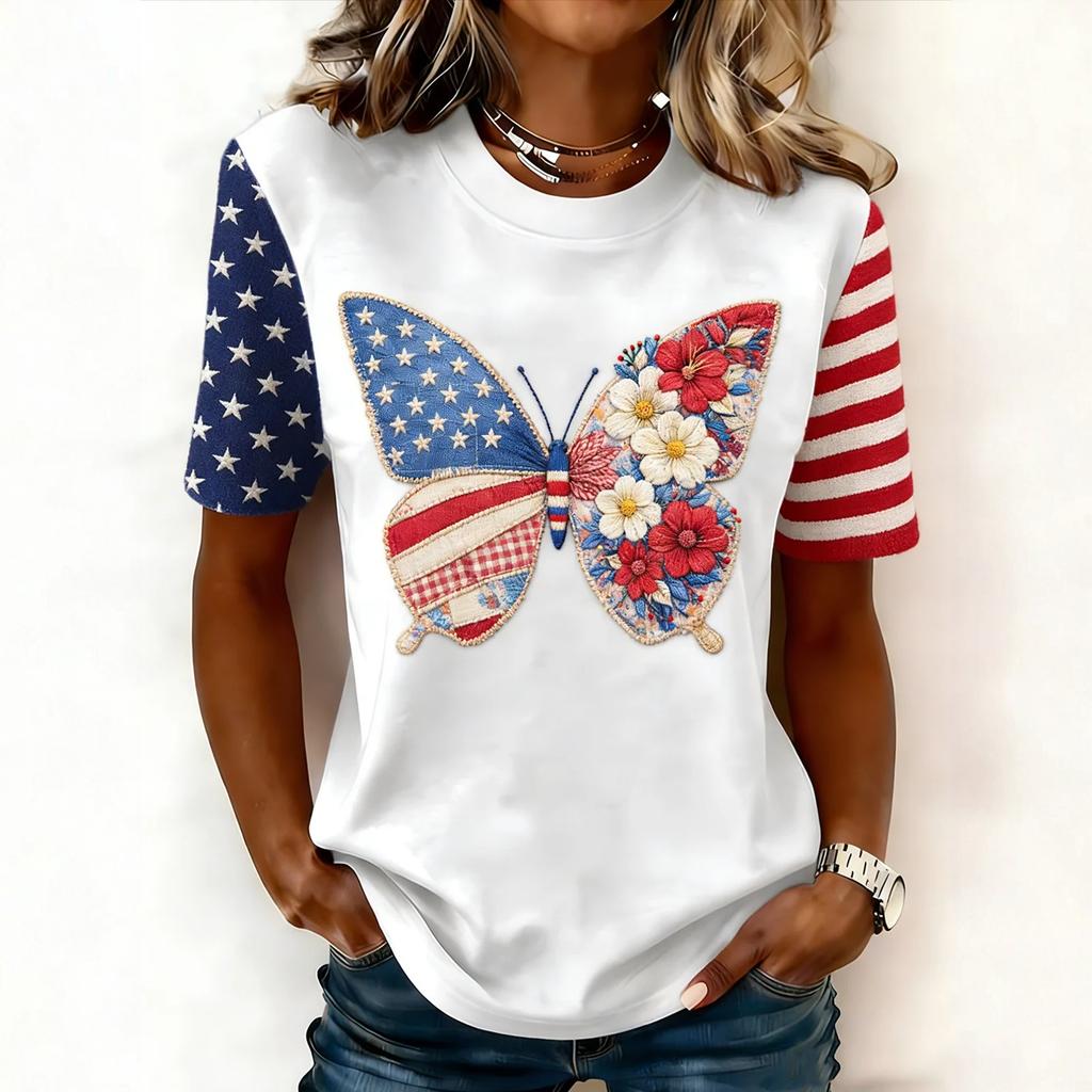 Women's Casual And Fashionable Short-sleeved Printed T-shirt Top