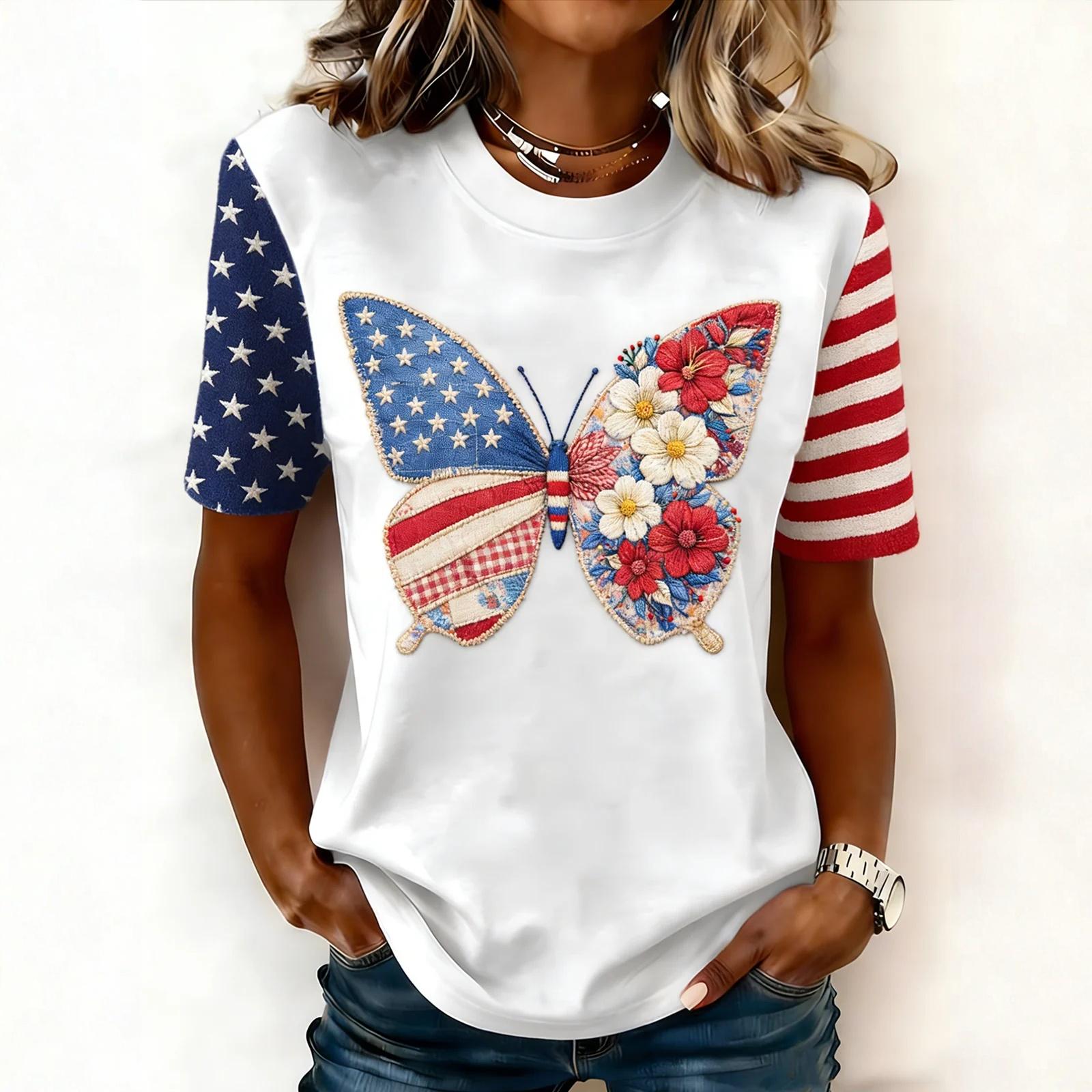 

Женская повседневная и модная футболка с коротким рукавом и принтом, топ M киноварь