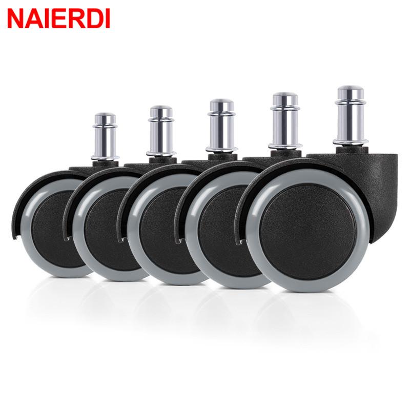 NAIERDI 5pcs Universal Mute Wheel 2" Office Chair Caster Replacement Casters Swivel Rollers 360 Degree Furniture Wheel Hardware