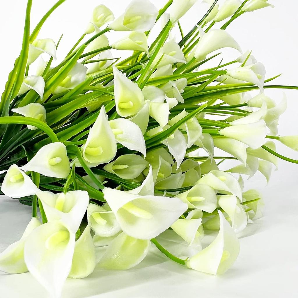 1 Bundles Calla Lily Artificial Flowers for Outdoors Fake Plants Faux Plastic Fake Flower for Indoor Planter Home Cemetery Decor