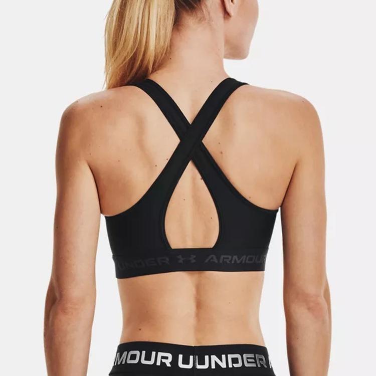 (WMNS) Under Armour Crossback Mid Sports Bra Asia Sizing 'Black Jet Gray' Women's 1361034-001