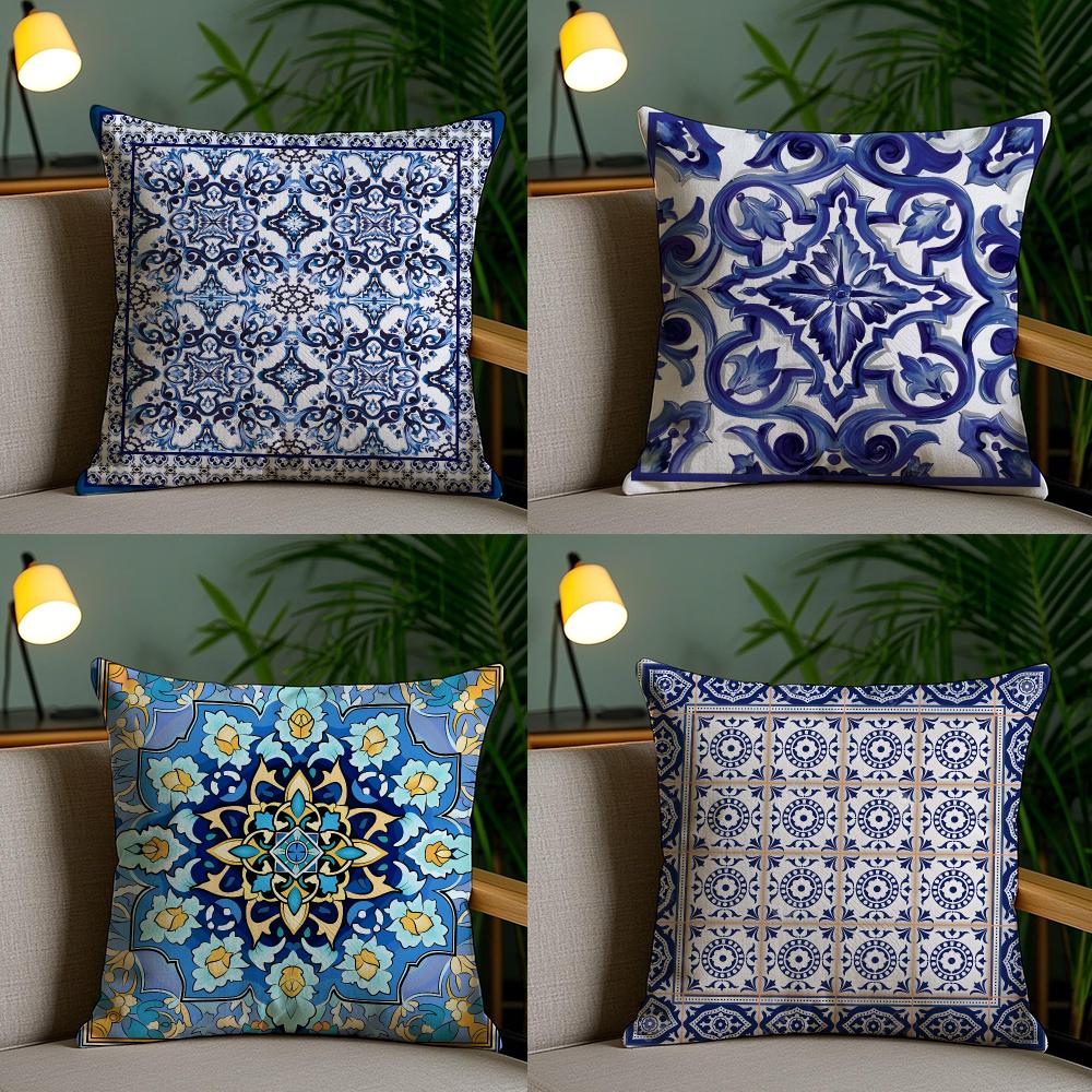 Islamic Tile Pattern Cushion Cover Cushion Cover Soft Washable Pillow Case Multi-Scene For Couch Bed Travel Office Use