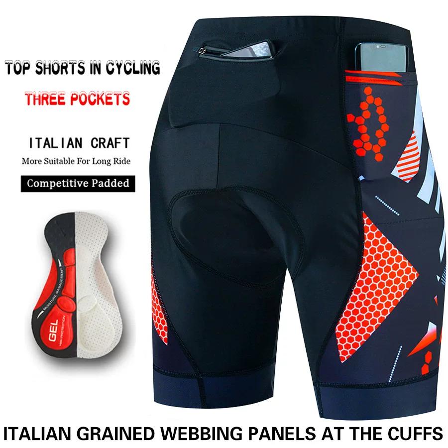 Three-Pocket Cycling Shorts Summer Bicycle Silicone Cycling Pants Quick-Dry Breathable Road Bike Mountain Biking Apparel