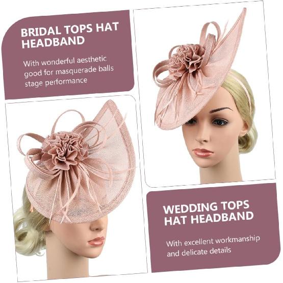 Milisten Hauts de Mariée Chapeau Bandeau Fascinator en Tulle Rose Nude, Accessoire de Tête pour Fête de Thé de Mariage pour Femmes, 1 pièce Accessoire pour Occasion Spéciale pour Banquet et