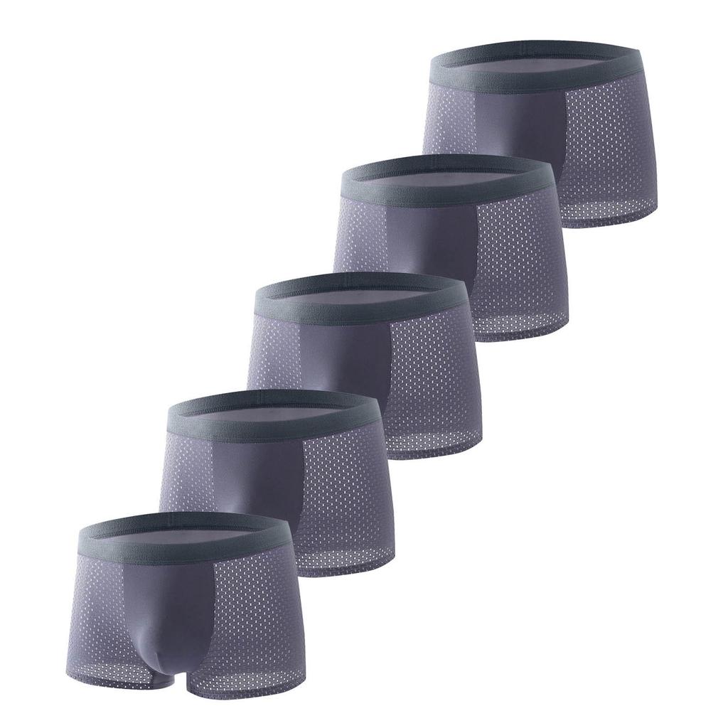 New Men's Ice Silk Seamless Mesh Boxer Briefs - Ultra-Thin, Comfortable, and Breathable.