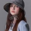 WHITE SANDS Purple Label Italian Wool Glen Check Round Bucket Hat Basto