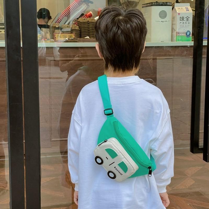 Adorable Cartoon Car Children's Chest Bag Lightweight Nylon Snack Pouch For Kids