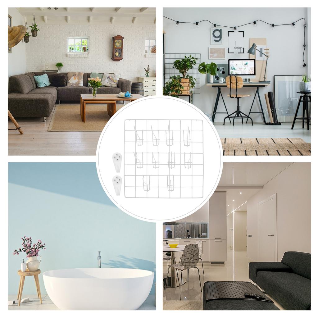 10 peças Painel de Grade de Arame de Ferro 35X35Cm Preto Prateleira de Grade de Parede Para Fotos Fotos Exposição de Arte Organizador de Armazenamento Decoração Casa Escritório