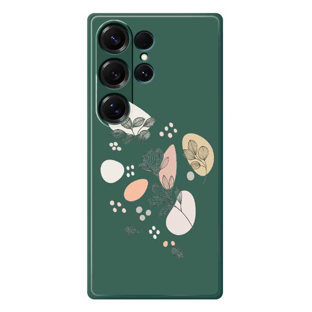 Für Samsung Galaxy S25 Ultra Hülle Skizzen Blätter Muster Druck Gerade Kante TPU Handy Rückseite