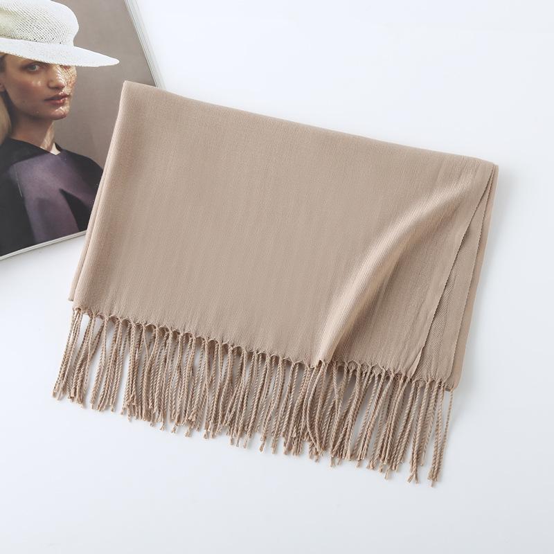 Women's Solid Color Imitation Cashmere Scarf - 200g, Red, Warm Autumn/Winter Shawl and Neckerchief