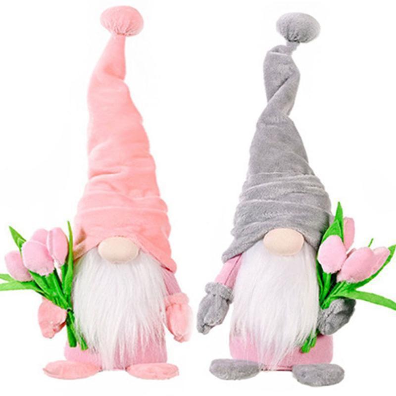 1 Stück Muttertag gesichtslose Puppe Dekoration Tulpe Zwerg Plüsch Zwerge Tischplatte gesichtslose Elfe Zwerg hält Tulpe für Mutter Home Room Decor