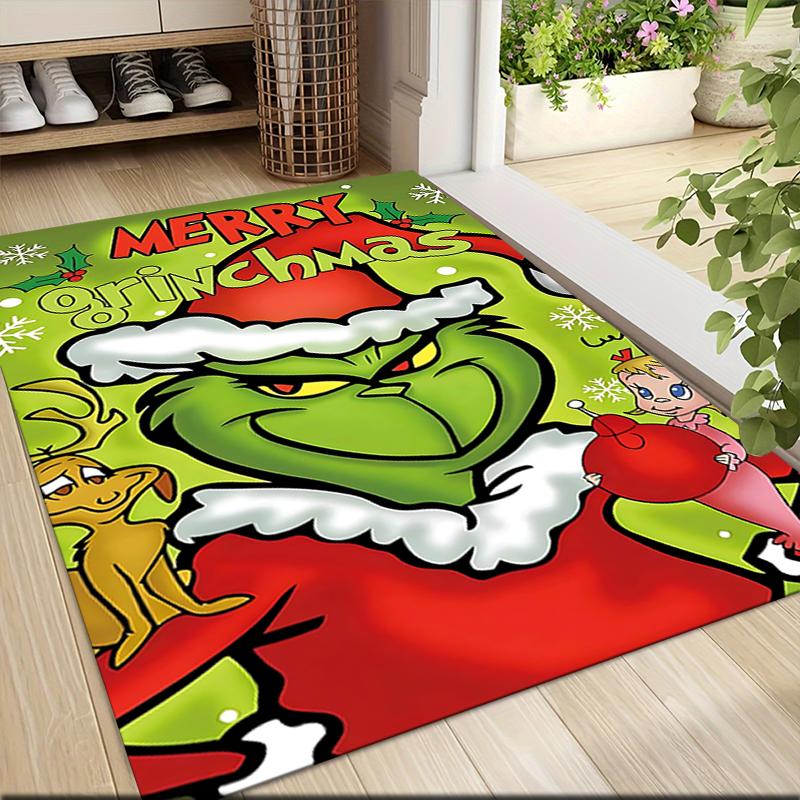Grinch Christmas Celebration Carpet Rug Soft Washable Antislip Home Living Room Sofa Mats Personalized Christmas Rug