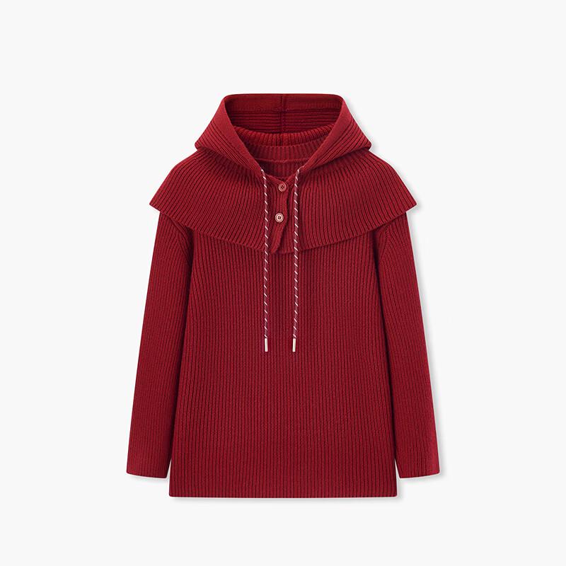 EICHITOO Women's New Year Red Detachable Hood Knitted Sweater