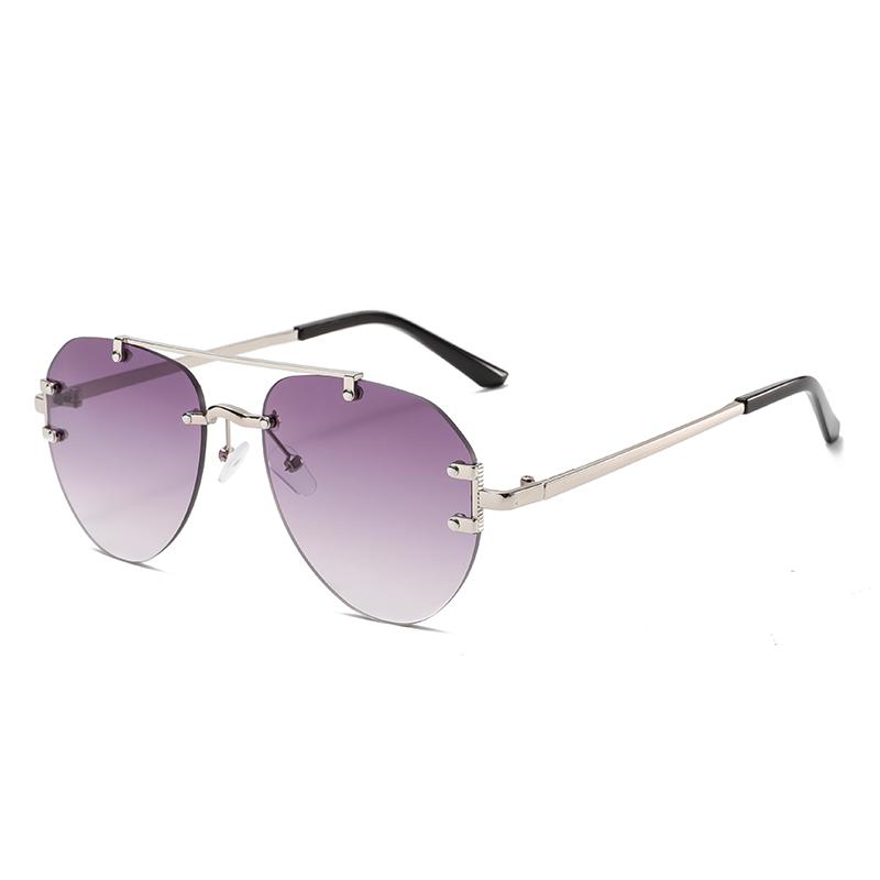 KAMMPT Rimless Pilot Sunglasses Men Classic Double Bridge Gradient Shades Trendy Vintage Fashion Multicolor Casual Sun Glasses