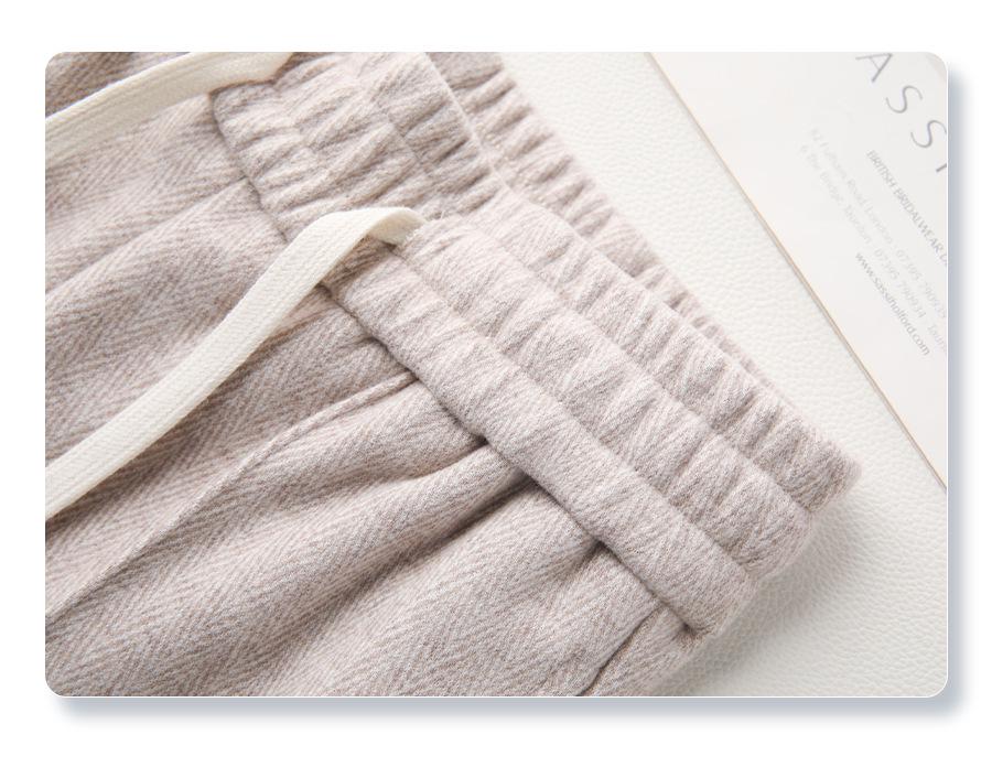 2024 New Beige Wool Blend Women's Wide-Leg Pants - Autumn/Winter Casual Straight-Leg Style