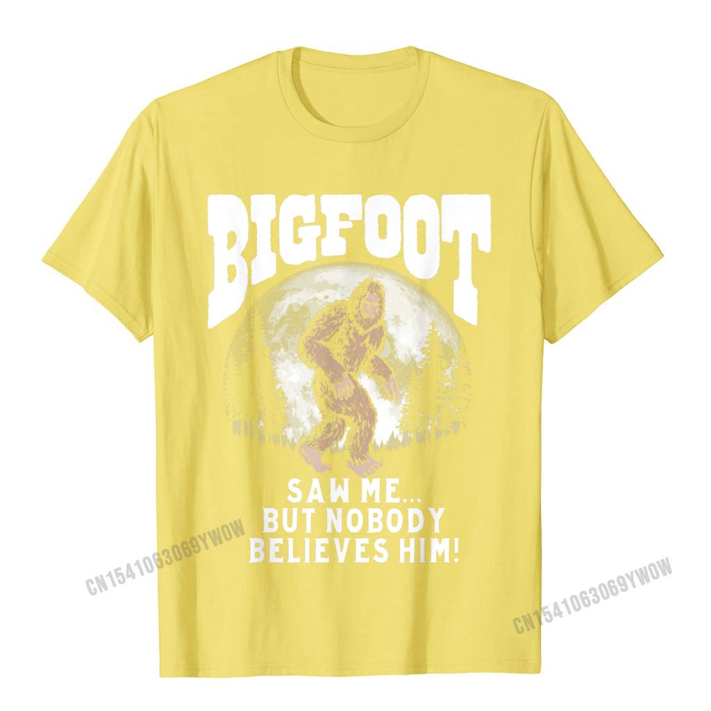 Bigfoot Saw Me But Nobody Believes Funny Sasquatch Moon TShirt Camisas Unisex Cool Tops Tees Cotton Unisex Top TShirts Oversized