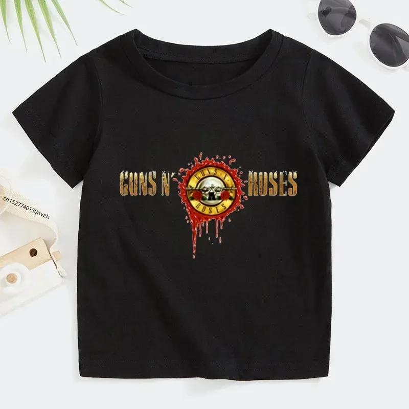 3T~14T Rock Band Gun N Roses Children's T Shirt Boys and Girls Music Short Sleeve Tops Kids Casual Cotton Clothes