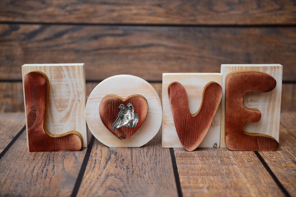 Collie Smooth - Wooden LOVE Sign, Interior Decoration with a Dog, Charming Ornament for the Shelf by Art-Dog Brand