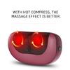16 Heads Electric Neck Back Heat Massage Pillow Shiatsu Shoulder Deep Kneading Massager Infrared therapy for shiatsu