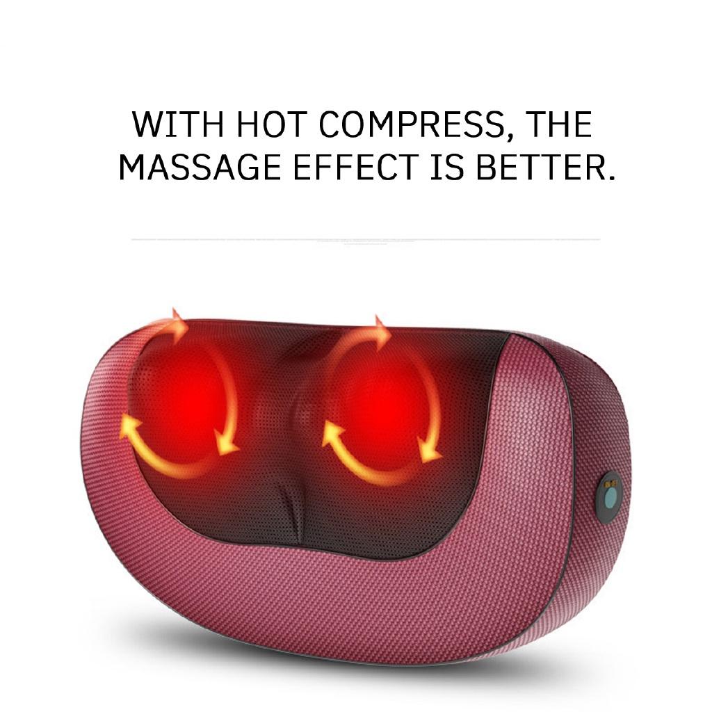 16 Heads Electric Neck Back Heat Massage Pillow Shiatsu Shoulder Deep Kneading Massager Infrared therapy for shiatsu