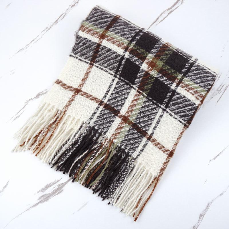 Autumn and winter Christmas cashmere plaid scarf women's circle yarn Ankara red versatile shawl high-end scarf