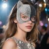 Halbgesichtsmaske Venezianische Maske Strasssteine Maskenball Maske Katzenmaske Maskenball Maske für Halloween Karneval Cosplay