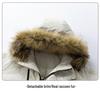 Men's Winter Mid-Length White Duck Down Parka with Large Fur Collar