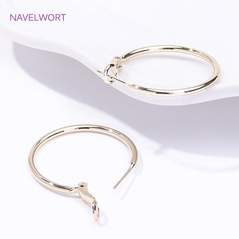 Trendy 14K Gold Plated Simple Round Round Hoop Earrings,High Quality Big Circle Earrings For Women Earring Party Jewelry Gift