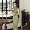 Green sleeveless national style new Chinese Suzhou long cheongsam improved young 1011 new women's high-end dress
