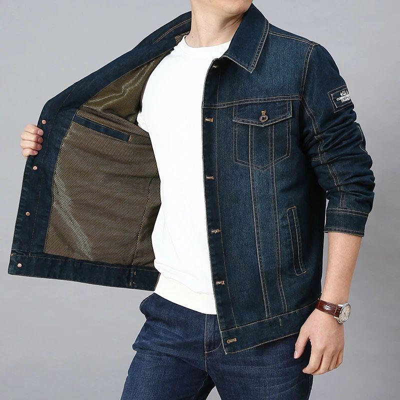 Men's Vintage Denim Jacket Winter Denim Jacket Lined Thickened Windproof Jacket