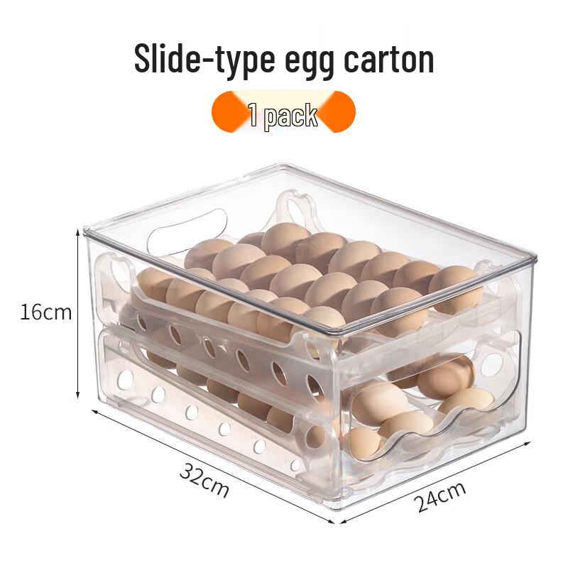 Cmaos Transparent Sliding Egg Storage Box 32x24x16 cm