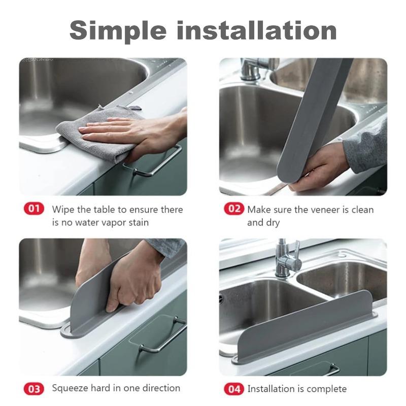 Kitchen Silicone Water Deflector Sink Countertop Water Deflector Household Sink Vegetable Dish Washing Splash-proof Partition